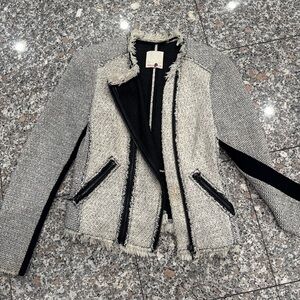 Rebecca Taylor Black and Gray Textured Blazer